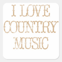 I Love Country Music Square Stickers