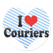 I Love Couriers Round Stickers
