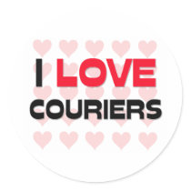 I LOVE COURIERS ROUND STICKERS