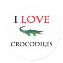 I Love Crocodiles Round Stickers