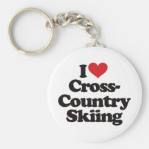 I Love Cross Country Skiing Keychain