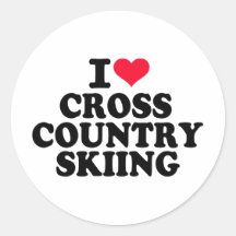 I love Cross Country Skiing Round Sticker