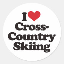 I Love Cross Country Skiing Round Stickers