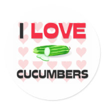I Love Cucumbers Round Sticker
