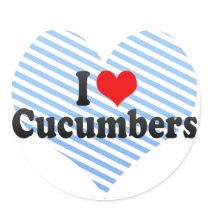 I Love Cucumbers Round Sticker