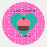 I love cupcake deal with it round stickers