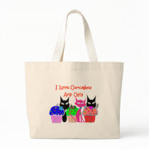 "I love cupcakes and cats"--Cupcake Lovers Gifts Canvas Bags