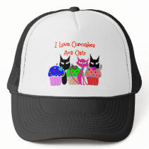 "I love cupcakes and cats"--Cupcake Lovers Gifts Trucker Hat