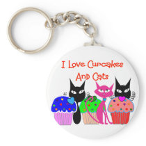 "I love cupcakes and cats"--Cupcake Lovers Gifts Key Chain