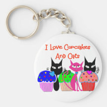 "I love cupcakes and cats"--Cupcake Lovers Gifts Key Chain