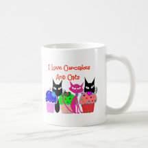 "I love cupcakes and cats"--Cupcake Lovers Gifts Mugs