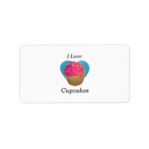 I love cupcakes pink cupcake custom address label
