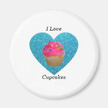 I love cupcakes pink cupcake fridge magnet