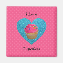 I love cupcakes pink polka dots refrigerator magnets