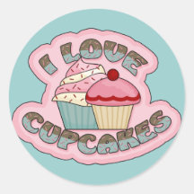 I Love Cupcakes Stickers