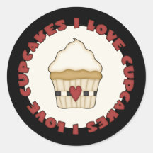 I Love Cupcakes Stickers