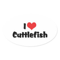 I Love Cuttlefish Oval Stickers