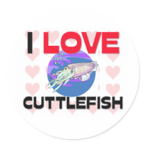 I Love Cuttlefish Round Stickers