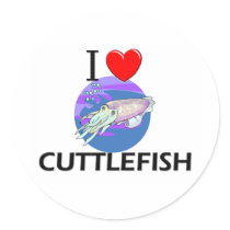 I Love Cuttlefish Round Stickers
