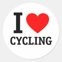 I Love Cycling Round Stickers