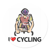 I Love Cycling Round Sticker