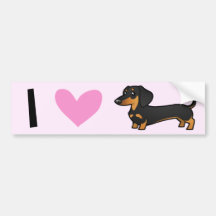 I Love Dachshunds (smooth coat) Bumper Stickers
