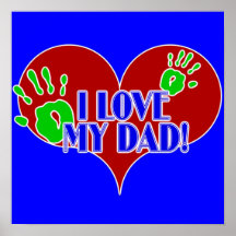 I Love Dad Handprint Heart Poster