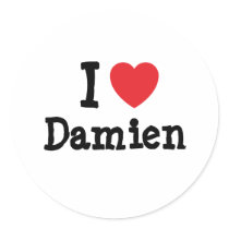 I love Damien heart custom personalized Round Stickers