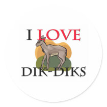 I Love Dik-Diks Round Stickers