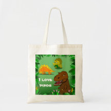I Love Dinos Dinosaurs Cute Reusable Tote Bag
