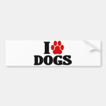I Love Dogs Emblem Bumper Stickers