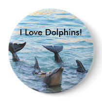 I Love Dolphins! Dolphin Photo Pinback Buttons