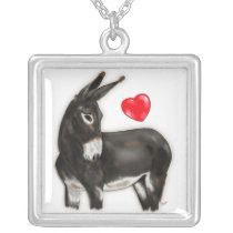 I Love Donkeys Demure Donkey Pendants