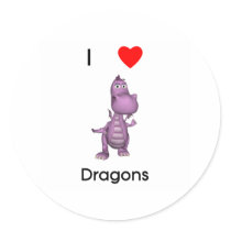 I love dragons round sticker