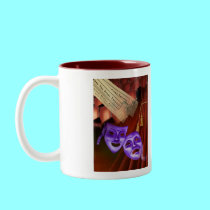 I Love Drama with drama masks on back mugs
