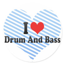 I Love Drum And Bass Round Stickers