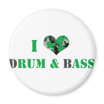 I love dRUM & bASS (Green) Refrigerator Magnets