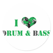 I love dRUM & bASS (Green) Round Stickers