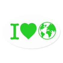I Love Earth Oval Stickers