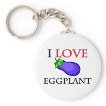 I Love Eggplant keychains