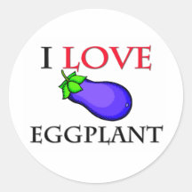 I Love Eggplant Round Stickers