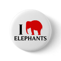 I Love Elephants Buttons