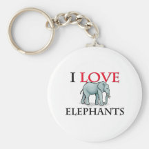 I Love Elephants Keychain