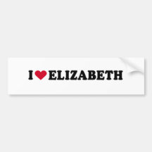I LOVE ELIZABETH BUMPER STICKERS