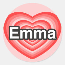I love Emma. I love you Emma. Heart Round Sticker