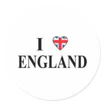 I Love England Round Sticker
