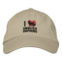 I Love English Shepherds Embroidered Hat