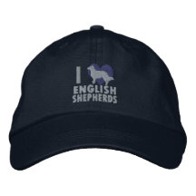 I Love English Shepherds Embroidered Hat (Blue)