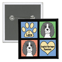 I Love English Springers Button