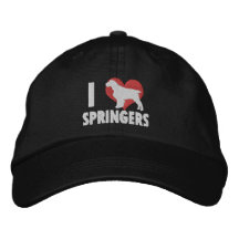 I Love English Springers Embroidered Hat (Dark)